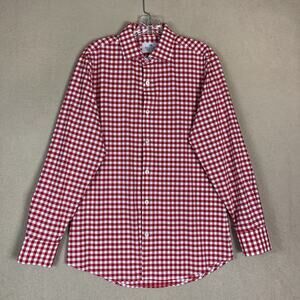Mizzen+Main Shirt Mens S‎ Red Checkered Trim Fit Long Sleeve Stretch Button Up